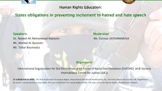 Human Rights Education - States obligations in preventing incitement to hatred and hate speech 