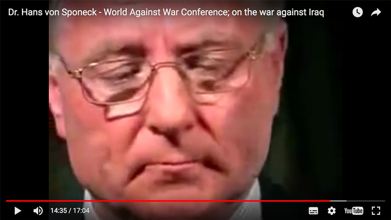الدكتور هانز فون سبونيك - مؤتمر مناهضة الحرب - عن الحرب ضد العراق